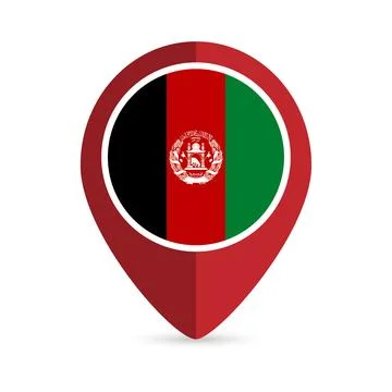 Map pointer with contry Afghanistan. Afghanistan flag. Vector illustration. Stock Illustration