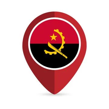 Map pointer with contry Angola. Angola flag. Vector illustration. 库存插图