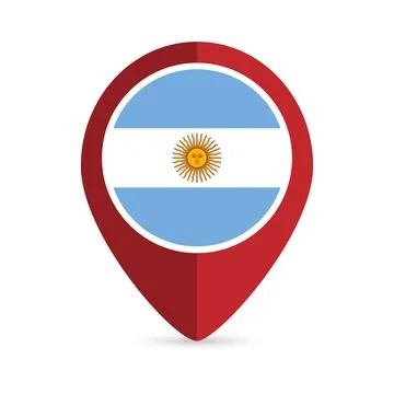 Map pointer with contry Argentina. Argentina flag. Vector illustration. 스톡 일러스트
