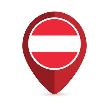 Map pointer with contry Austria. Austria flag. Vector illustration. Illustrazione stock