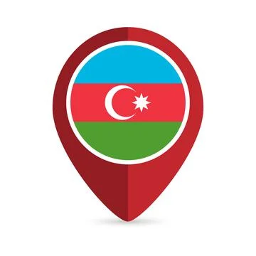 Map pointer with contry Azerbaijan. Azerbaijan flag. Vector illustration. Stock Illustration