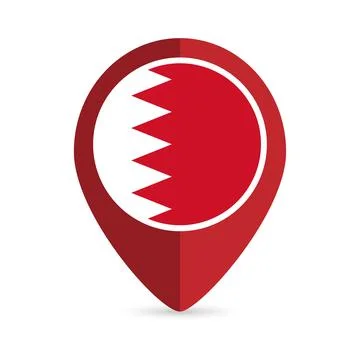 Map pointer with contry Bahrain. Bahrain flag. Vector illustration. Stock Illustration