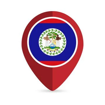 Map pointer with contry Belize. Belize flag. Vector illustration. Stock Illustration