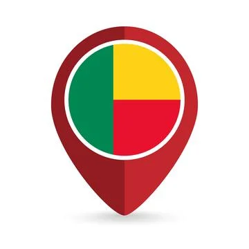 Map pointer with contry Benin. Benin flag. Vector illustration. 스톡 일러스트
