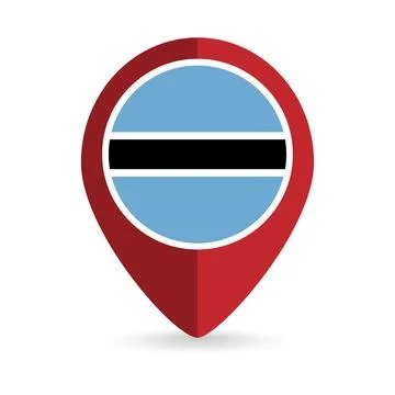 Map pointer with contry Botswana. Botswana  flag. Vector illustration. Stock Illustration