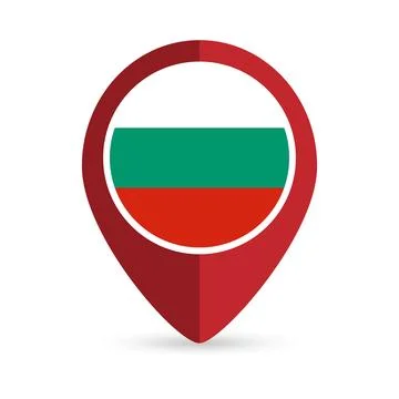 Map pointer with contry Bulgaria. Bulgaria flag. Vector illustration. イラスト素材
