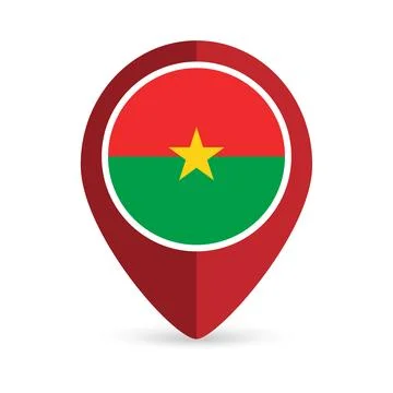 Map pointer with contry Burkina Faso. Burkina Faso flag. Vector illustration. 스톡 일러스트