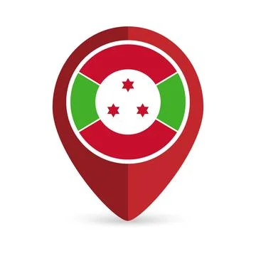 Map pointer with contry Burundi. Burundi flag. Vector illustration. Stock Illustration