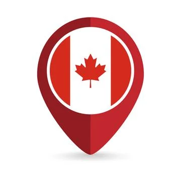 Map pointer with contry Canada. Canada flag. Vector illustration. Stock Illustration