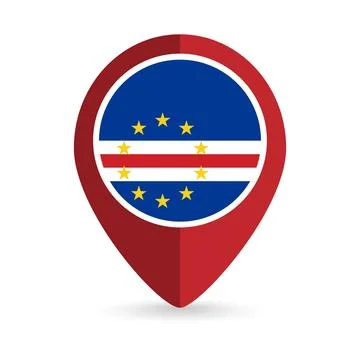 Map pointer with contry Cape Verde. Cape Verde flag. Vector illustration. 스톡 일러스트
