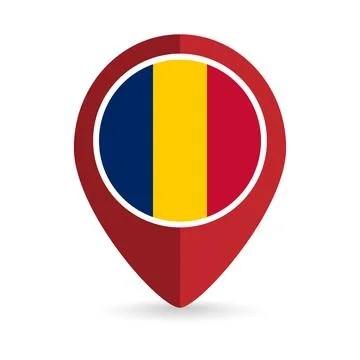 Map pointer with contry Chad. Chad flag. Vector illustration. Illustrazione stock