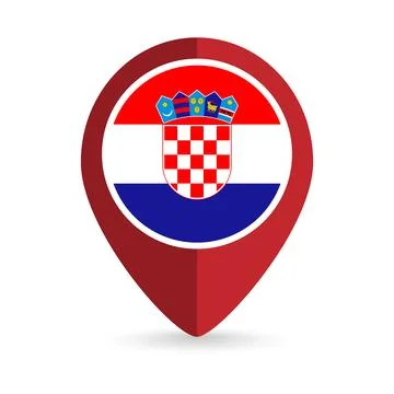 Map pointer with contry Croatia. Croatia flag. Vector illustration. Stock Illustration