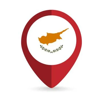 Map pointer with contry Cyprus. Cyprus flag. Vector illustration. Stock Illustration