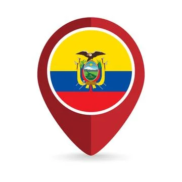 Map pointer with contry Ecuador. Ecuador flag. Vector illustration. Stock Illustration