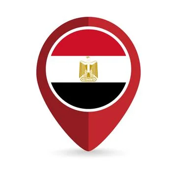 Map pointer with contry Egypt. Egypt flag. Vector illustration. Stock Illustration
