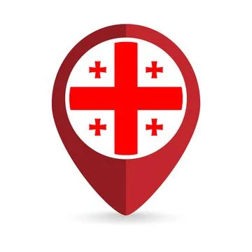 Map pointer with contry Georgia. Georgia flag. Vector illustration. Illustrazione stock
