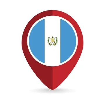 Map pointer with contry Guatemala. Guatemala flag. Vector illustration. Stock Illustration