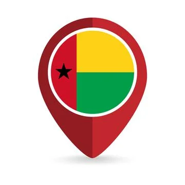 Map pointer with contry Guinea-Bissau. Guinea-Bissau flag. Vector illustratio Stock Illustration