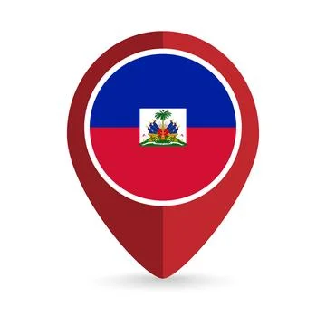 Map pointer with contry Haiti. Haiti flag. Vector illustration. Stock Illustration