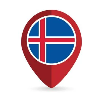 Map pointer with contry Iceland. Iceland flag. Vector illustration. 스톡 일러스트