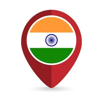 Map pointer with contry India. India flag. Vector illustration. Stock Illustration
