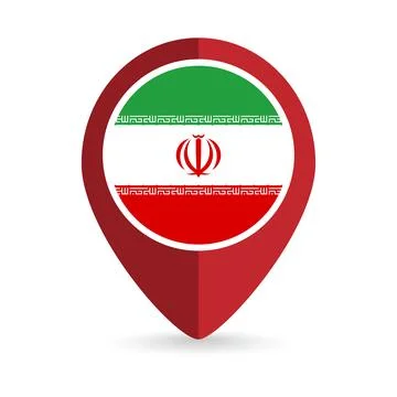 Map pointer with contry Iran. Iran flag. Vector illustration. Stock Illustration