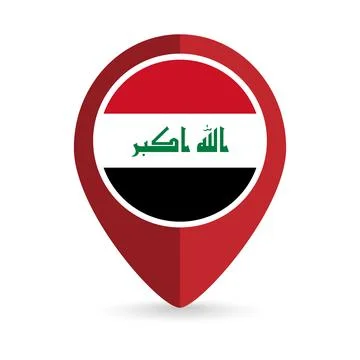 Map pointer with contry Iraq. Iraq flag. Vector illustration. 库存插图