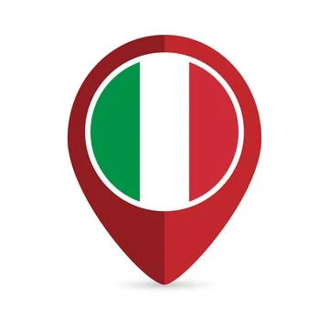 Map pointer with contry Italy. Italy flag. Vector illustration. 스톡 일러스트