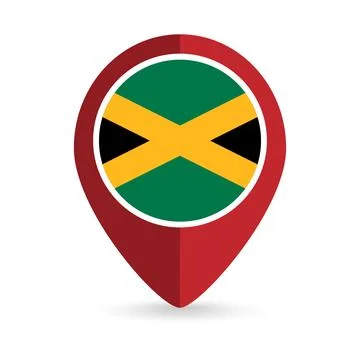 Map pointer with contry Jamaica. Jamaica flag. Vector illustration. 스톡 일러스트