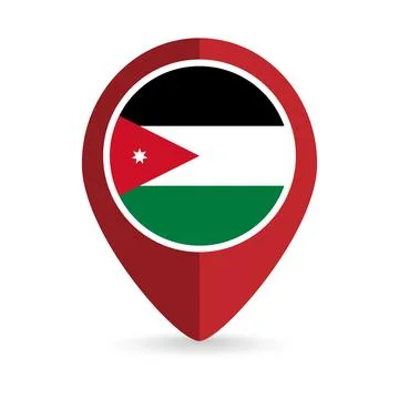 Map pointer with contry Jordan. Jordan flag. Vector illustration. Illustrazione stock
