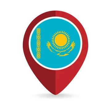 Map pointer with contry Kazakhstan. Kazakhstan flag. Vector illustration. Stock Illustration