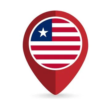 Map pointer with contry Liberia. Liberia flag. Vector illustration. Stock Illustration