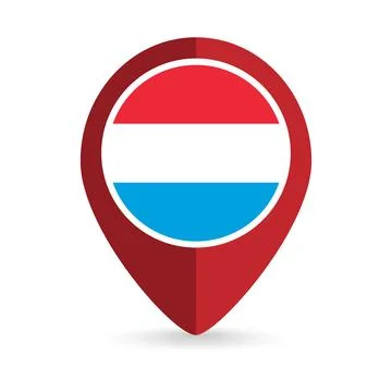 Map pointer with contry Luxembourg. Luxembourg flag. Vector illustration. Illustrazione stock