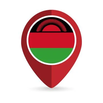 Map pointer with contry Malawi. Malawi flag. Vector illustration. Stock Illustration