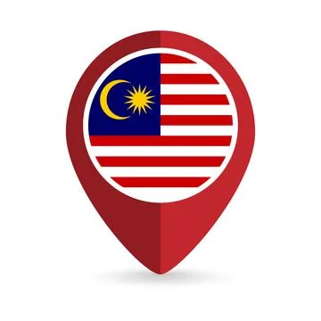 Map pointer with contry Malaysia. Malaysia flag. Vector illustration. Stock Illustration