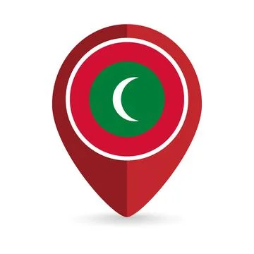 Map pointer with contry Maldives. Maldives flag. Vector illustration. Stock Illustration
