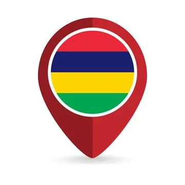 Map pointer with contry Mauritius. Mauritius flag. Vector illustration. 스톡 일러스트