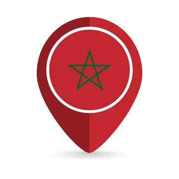 Map pointer with contry Morocco. Morocco flag. Vector illustration. 스톡 일러스트