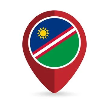 Map pointer with contry Namibia. Namibia flag. Vector illustration. Stock Illustration