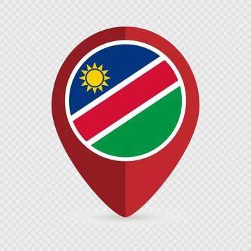 Map pointer with contry Namibia. Vector illustration. Illustrazione stock