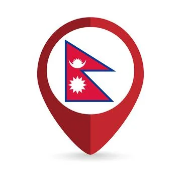 Map pointer with contry Nepal. Nepal flag. Vector illustration. 库存插图