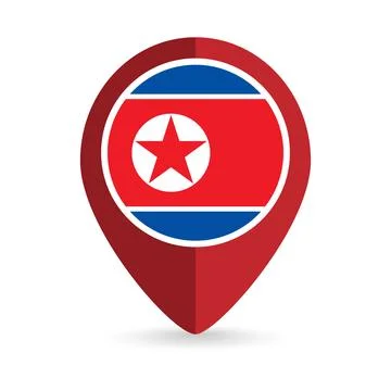 Map pointer with contry North Korea. North Korea flag. Vector illustration. Stock Illustration