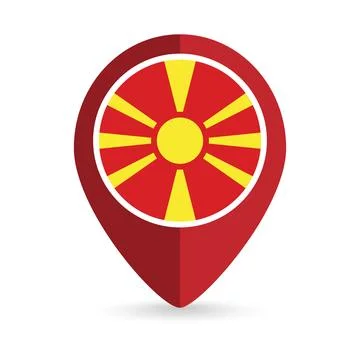 Map pointer with contry North Macedonia. North Macedonia flag. Vector illus.. 스톡 일러스트