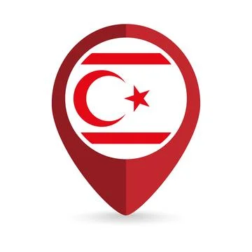 Map pointer with contry Northern Cyprus. Northern Cyprus flag. Vector illus.. Stock Illustration
