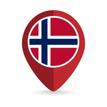 Map pointer with contry Norway. Norway flag. Vector illustration. Stock Illustration