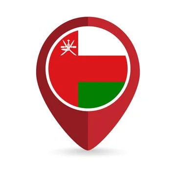 Map pointer with contry Oman. Oman flag. Vector illustration. Stock Illustration