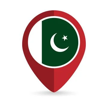 Map pointer with contry Pakistan. Pakistan flag. Vector illustration. Stock Illustration