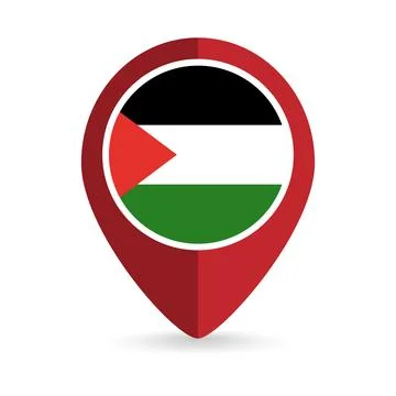 Map pointer with contry Palestine. Palestine flag. Vector illustration. Stock Illustration