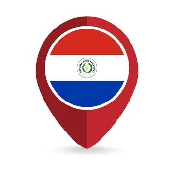 Map pointer with contry Paraguay. Paraguay flag. Vector illustration. Illustration