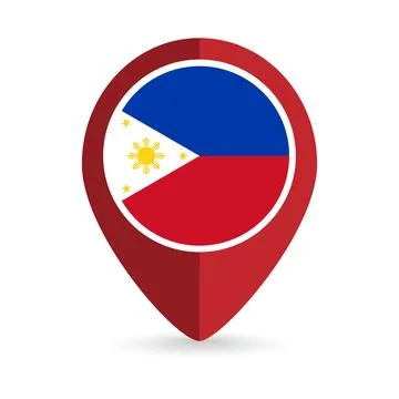 Map pointer with contry Philippines. Philippines flag. Vector illustration. Stock Illustration
